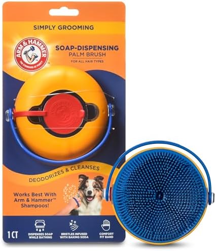 Arm & Hammer Simply Grooming Soap Dispensing Palm Dog Brush by ArmHammer