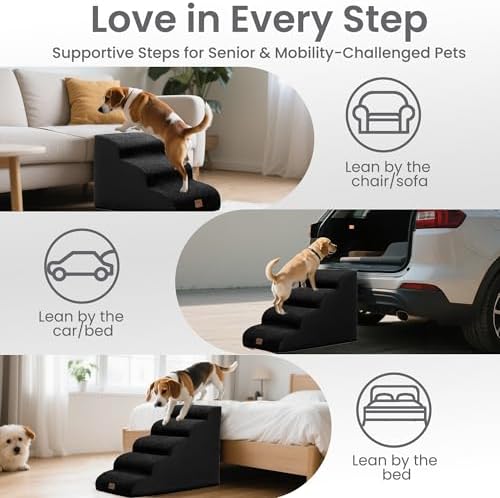 GoGoBunny Ramp Dog Stairs for Couch Sofa and Chair 11.8" H, 2-Step Pet Steps - Image 7