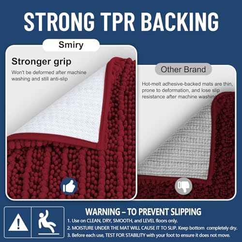 Smiry Bathroom Rugs 44X24, Extra Soft Rubber Backing Chenille Bath Mats - Image 3