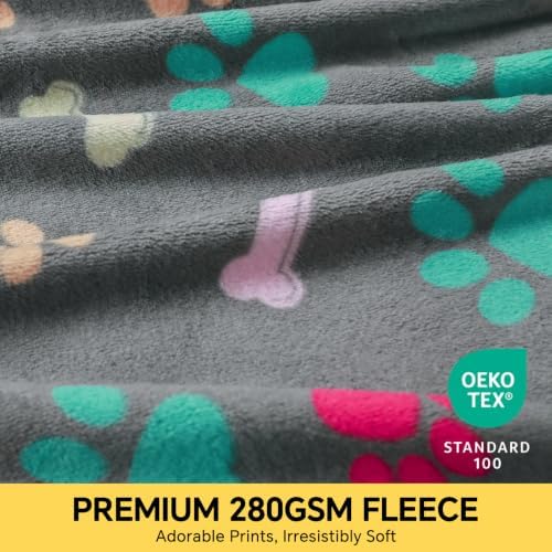 Luciphia 1 Pack 3 Blankets Fluffy Premium Fleece Pet Blanket Flannel Paw - Image 2
