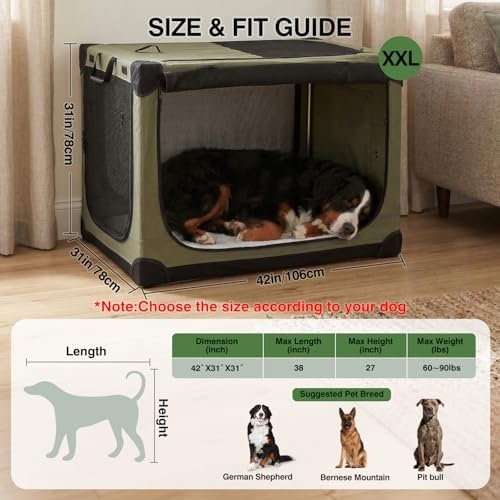 42 x 31 x 31 Inch Collapsible Soft Dog Crate - Image 2