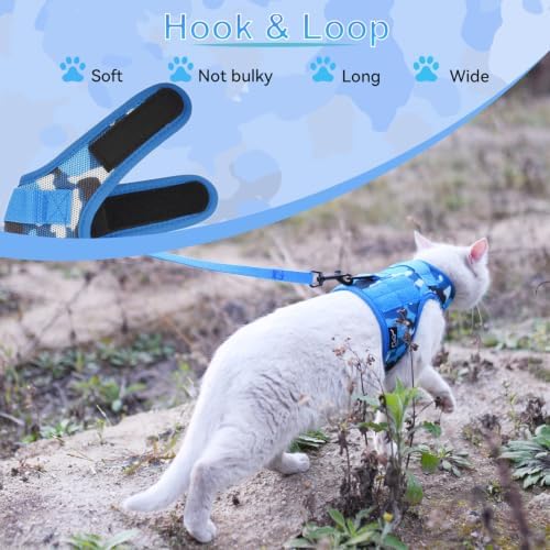 Cat Harness and Leash Set for Walking Escape Proof, Ocean Camo - Image 4