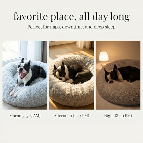 nononfish Small Dog Bed, Soft Calming Donut Plush Pet Bed - Image 6