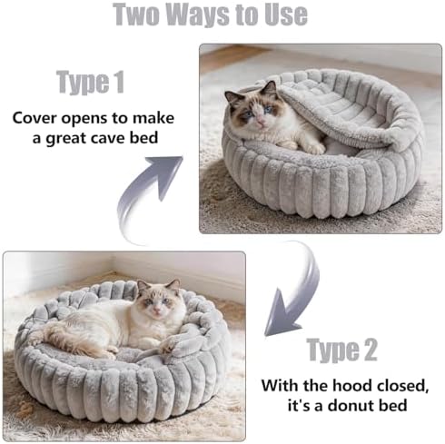 Cat Beds for Indoor Cats, 2 in 1 Cat Cave Bed Kitten Bed for Small Pets - Image 2