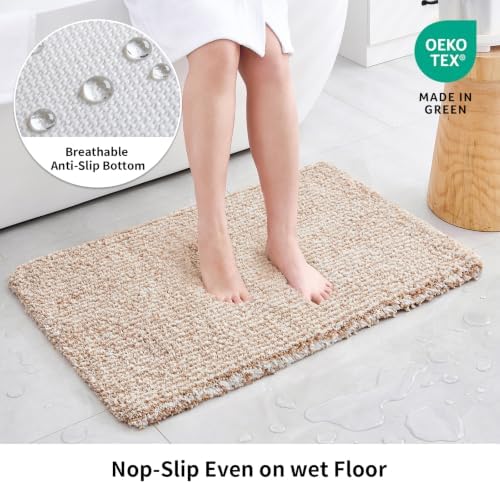 Disolla Beige & White Bathroom Runner Rug 24x59, Soft Plush Large Bath Mat - Image 2