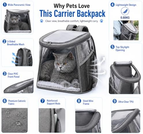 Pet Backpack Carrier for Cats and Small Dogs, Under 13.2 lbs - Image 5