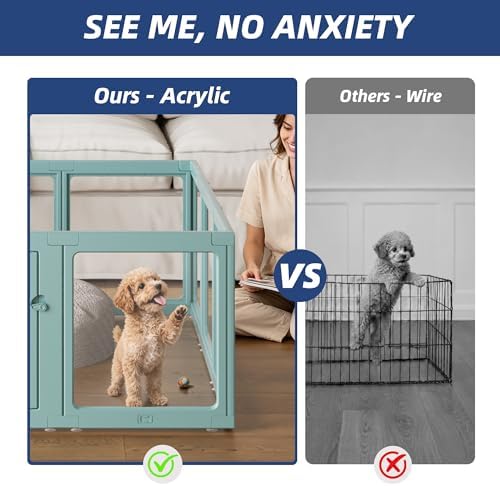 Clear Acrylic Dog Playpen Indoor Pet Pen, 12 Panels - Image 2