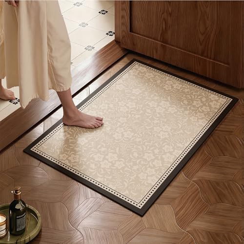 Ultra Thin Bath Mat 24"x16", Absorbent Quick Dry Washable Bath Rug by Watthourhome