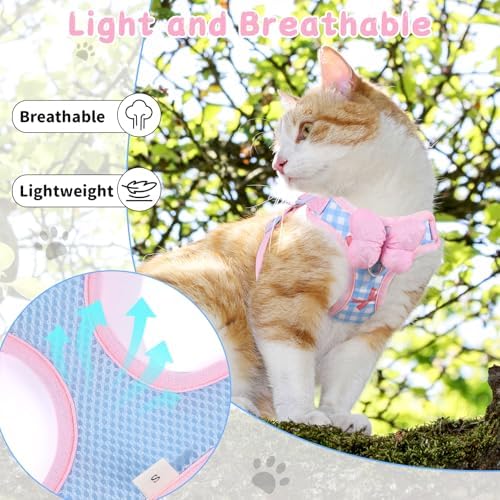 Cat Harness and Leash Set, Escape Proof Soft Vest Walk Pink Small - Image 4