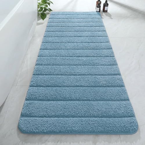 AROGAN Luxury Long Bathroom Runner Rugs 24x60 Inch Bath Rug, Aqua Blue by AROGANAREARUG