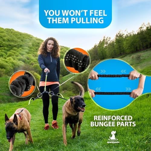 SparklyPets Double Dog Leash for 2 Dogs – Rope Bungee Dual Leash for Medium and - Image 5