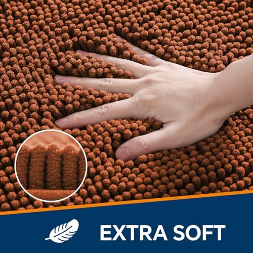 Chenille Bathroom Runner Rug 24"x72" Rust, Plush Bath Mat - Image 3