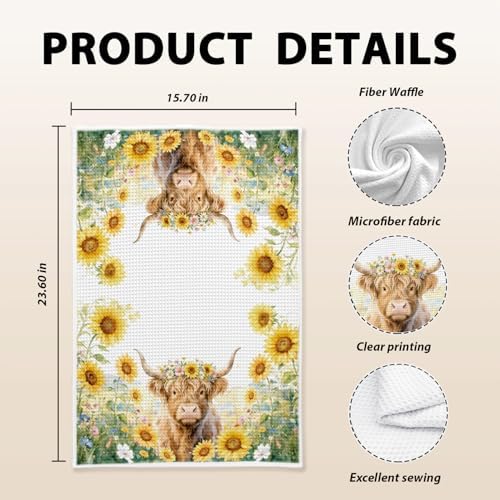 Highland Cow Kitchen Towels, Highland Cattle Themed Dish Towels, Farm Cattle - Image 5