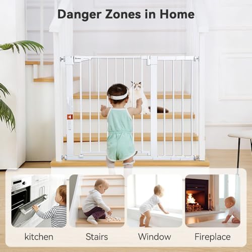 COMOMY 30" Tall Baby Gate for Stairs Doorways, Fits 29.5" to 43.3" Openings - Image 3