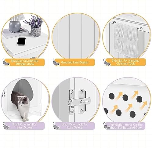 Yaheetech Hidden Cat Litter Box Enclosure Furniture, Side Table Design - Image 3