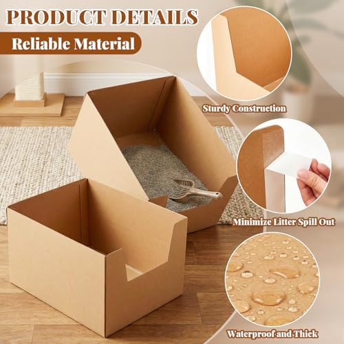 Lounsweer 4 Pack XXL Disposable Litter Boxes, Jumbo Cardboard High Sided - Image 4