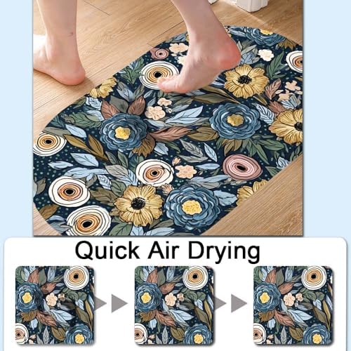Simpler White Peach Flowers Super Absorbent Quick-Drying Bathroom Mat Rug - Image 5