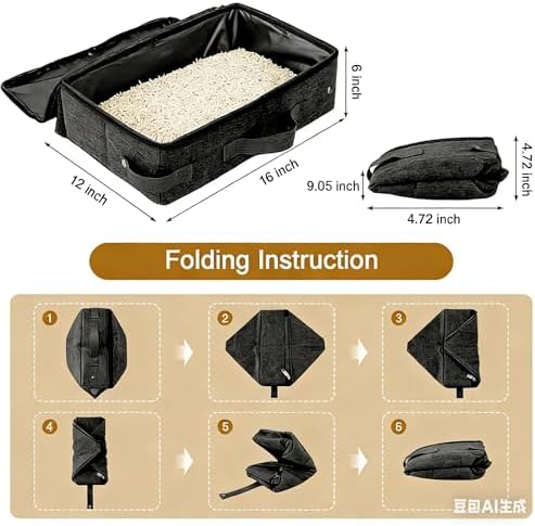 Foldable Travel Litter Box for Cats, 16 * 12 * 6 inches Portable Litter Box - Image 3