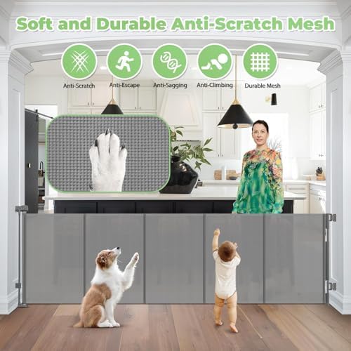 96 Inch Wide Reinforced Retractable Dog Gate, Prevents Crawling Under - Image 6