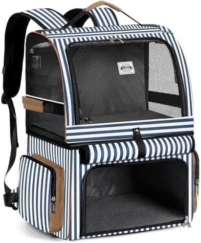 Double Cat Backpack Carrier for 2 Cats, Double-Compartment Pet Carrier Backpack by LEKEBOBOR