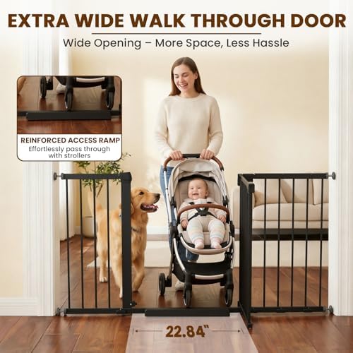 Mumeasy 29.7-57" Extra Wide Baby Gate, Auto Close Large Dog Gate - Image 4