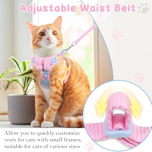 Cat Harness and Leash Set, Escape Proof Soft Vest Walk Pink Medium - Image 5