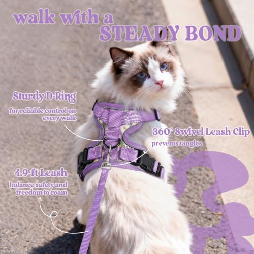 rabbitgoo Cat Harness and Leash Set, Escape Proof Vest, Purr-ple Daisy - Image 5