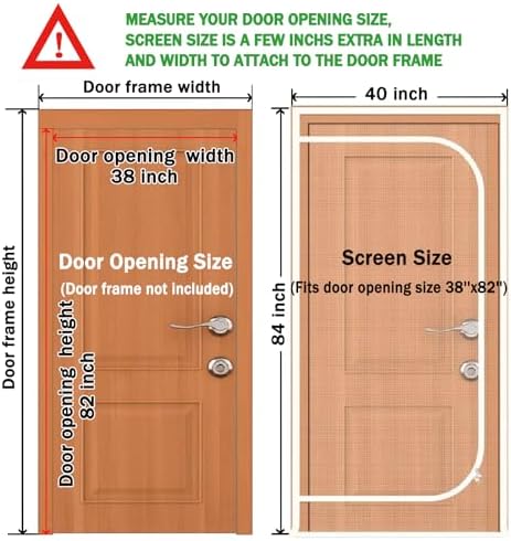 Reinforced Cat Screen Door, Zipper Mesh Screen Door Fits 38''x 82'', Cat - Image 2