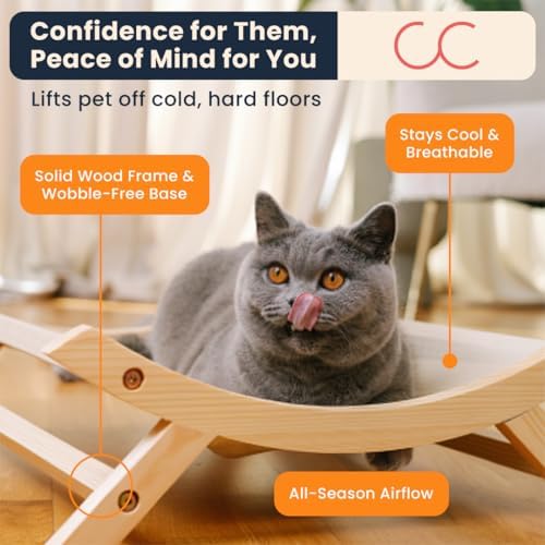 CallieCo Wooden Cat Hammock Bed Gray - Image 2