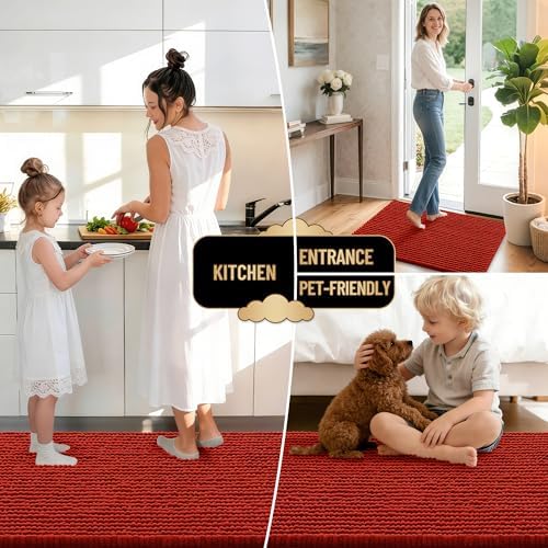 OLANLY Thick Chenille Bathroom Runner Rugs Mats 44x24, Rustic Terracotta - Image 6