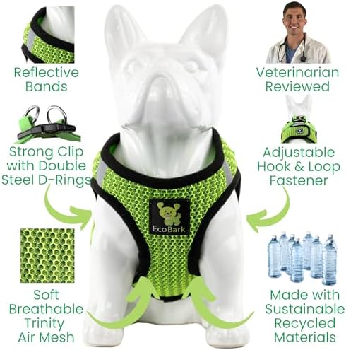 EcoBark Step in Dog Harness, Reflective & Adjustable Vest, Neon Green - Image 3