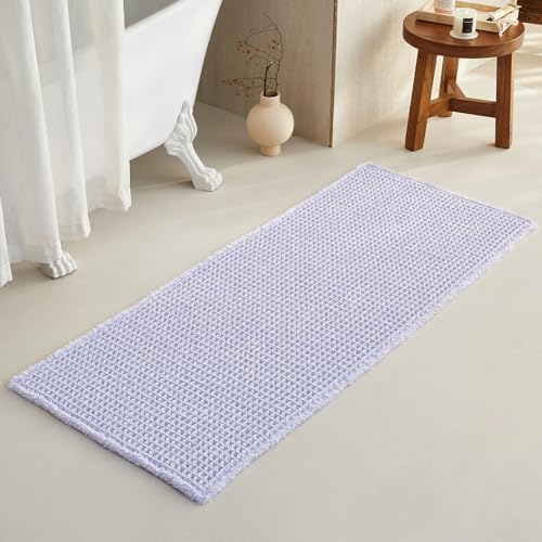 TYUU Waffle Runner Rug Bathroom, Long Cute Bath Mat, 60x24 Lavender Cream by TYUU