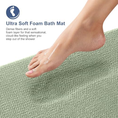 OLANLY Thick Memory Foam Bathroom Rug 36x24, Absorbent Bath Mat, Sage Green - Image 2
