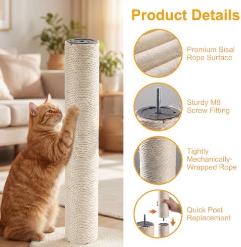 4 Pack M8 Cat Scratching Post Replacement, 15.7 in Sisal Posts - Image 4