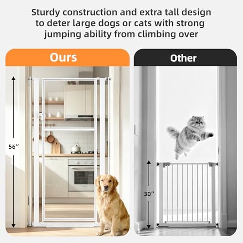 56" Extra Tall Clear Cat Gate, 33.5‑37.4" Wide Pet Gate - Image 6