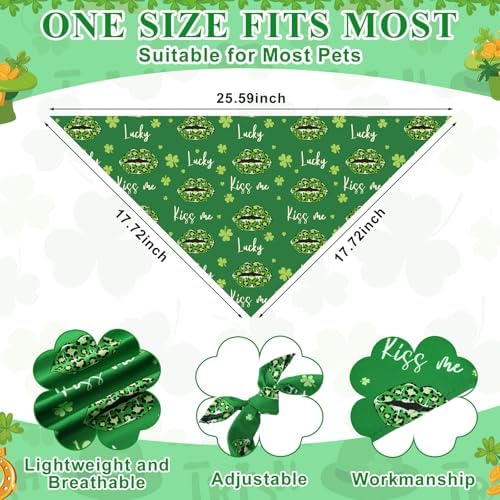 72 Pcs St Patrick's Dog Bandanas Bulk Shamrock Bandanas for Dog Adjustable Washable Pet Triangle Scarf Soft Kerchief Bib for St Patrick's Holiday Pet Costume Accessories - Image 2