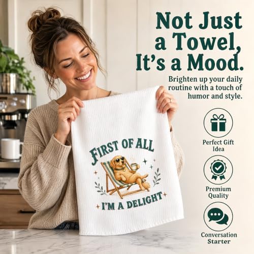 Golden Retriever Kitchen Towel, Cute Dog Hand Towel, Funny Dog Lover Gift - Image 5