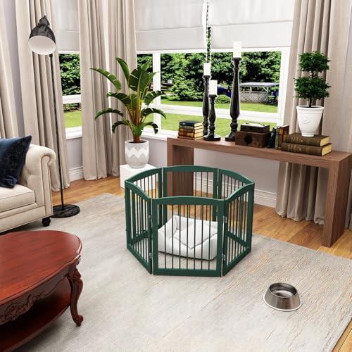 PUPETPO Freestanding Pet Gate for Dogs, Foldable Wooden Dog Gate for House - Image 7