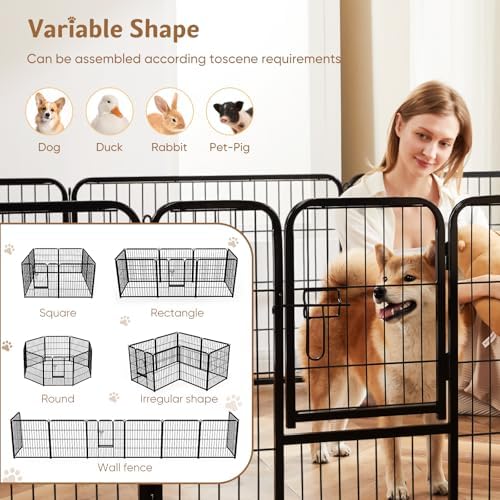 DUMOS Dog Playpen 40 Inch 8 Panels Indoor Outdoor Metal Pet Fence - Image 4