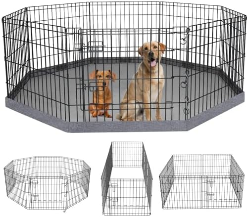 PETIME Foldable Metal Dog Exercise Pen/Pet Puppy Playpen Kennels Yard Fence by PETIME