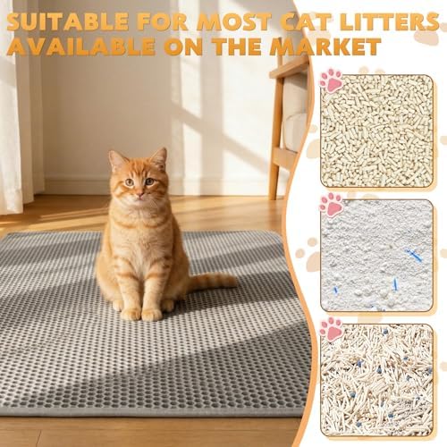 Cat Litter Mat 46"x26", Double Layer Waterproof Litterbox Mat - Image 4