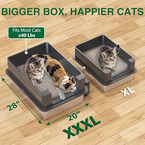 2-Pack XXXL Stainless Steel Cat Litter Box – Extra Large 28" L x 20" W - Image 2