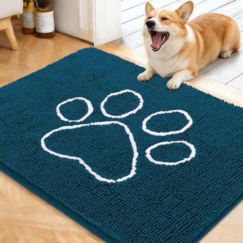 OLANLY Dog Door Mat for Muddy Paws 40x32, Paw Print Design Chenille Mud Mat by OLANLY