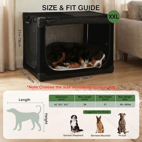 42 x 31 x 31 Inch Collapsible Soft Dog Crate - Image 2