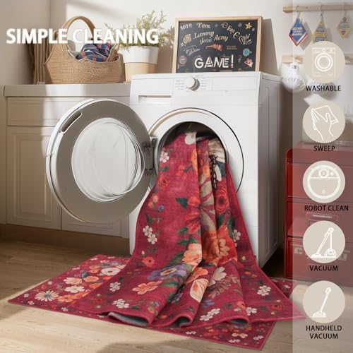 Red Washable 2x3 Entry Rug, Small Rugs - Image 6