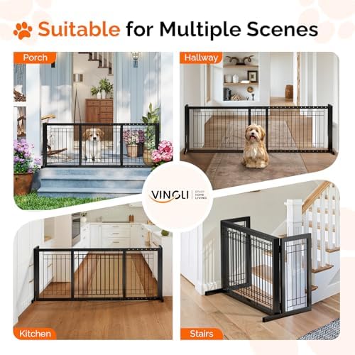 Bonnlo Free Standing Dog Gate, Metal Adjustable Pet Fence Indoor, Christmas - Image 7