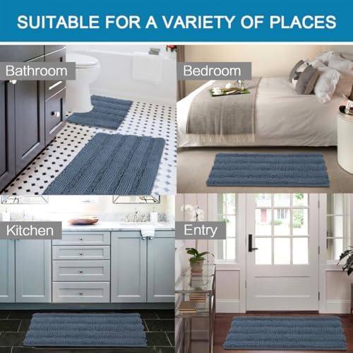 H.VERSAILTEX Bathroom Rug Sets 2 Piece Bath Mats Non Slip Thick Soft Chenille - Image 6