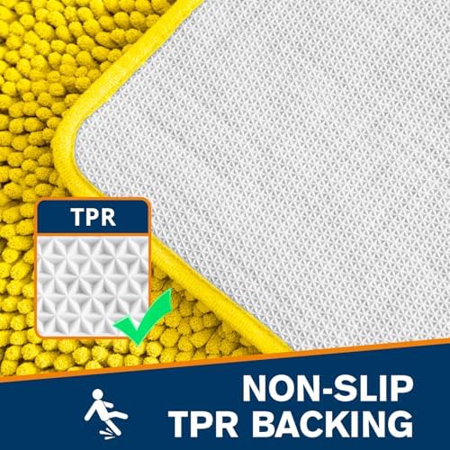 Chenille Bathroom Runner Rug 24"x72" Yellow, Plush Bath Mat - Image 5