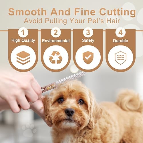 Professional Dog Grooming Scissors Rose Gold 440C Stainless Steel Straight - Image 4