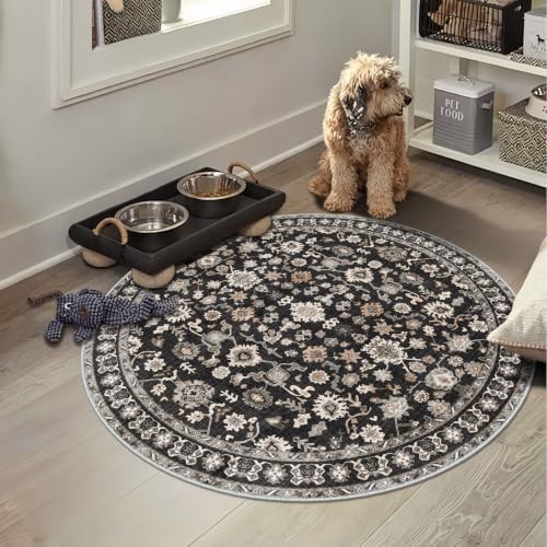 Round Rug 2ft Round Bathroom Rug Soft Low Pile Non Slip 2round Black by NYZEL